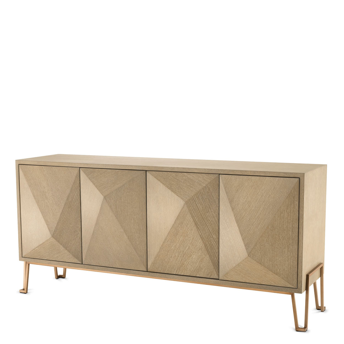 Eichholtz Kommode Highland – Eichenfurnier Hell | Gebürstetes Messing Sideboard Eichholtz