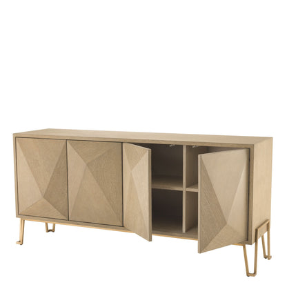 Eichholtz Kommode Highland – Eichenfurnier Hell | Gebürstetes Messing Sideboard Eichholtz