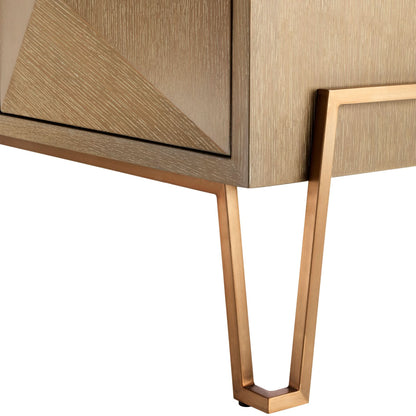 Eichholtz Kommode Highland – Eichenfurnier Hell | Gebürstetes Messing Sideboard Eichholtz