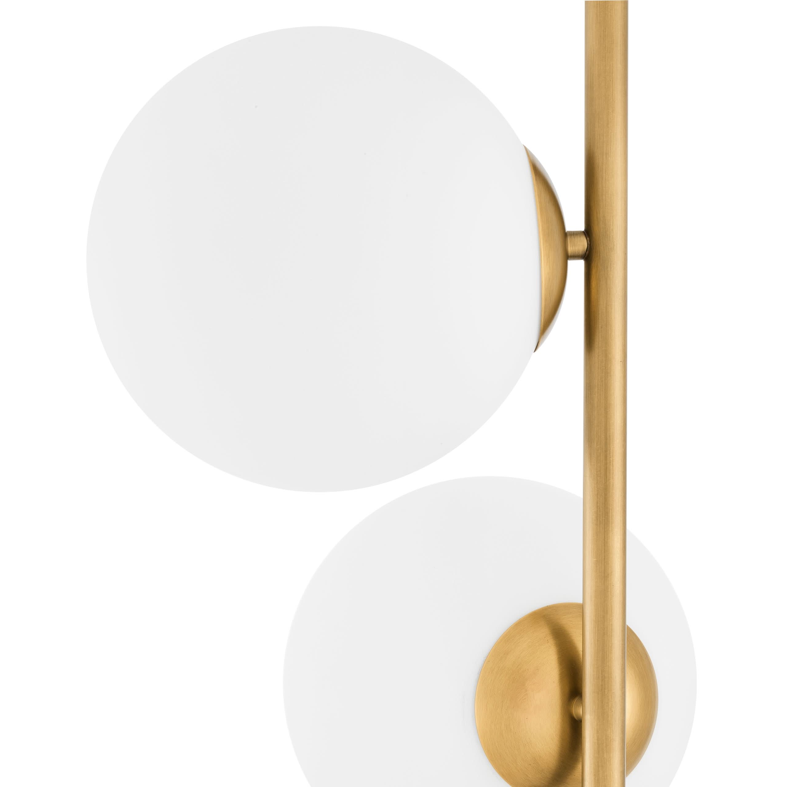 Eichholtz Stehleuchte Tempo – Antik-Messing-Finish | Weißes Glas | Schwarzer Marmorsockel Stehlampe Eichholtz
