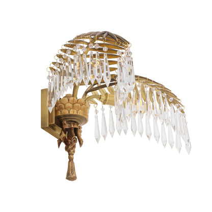 Eichholtz Wandleuchte Hildebrandt – Antik-Messing-Finish | Kristallglas Wandlampe Eichholtz