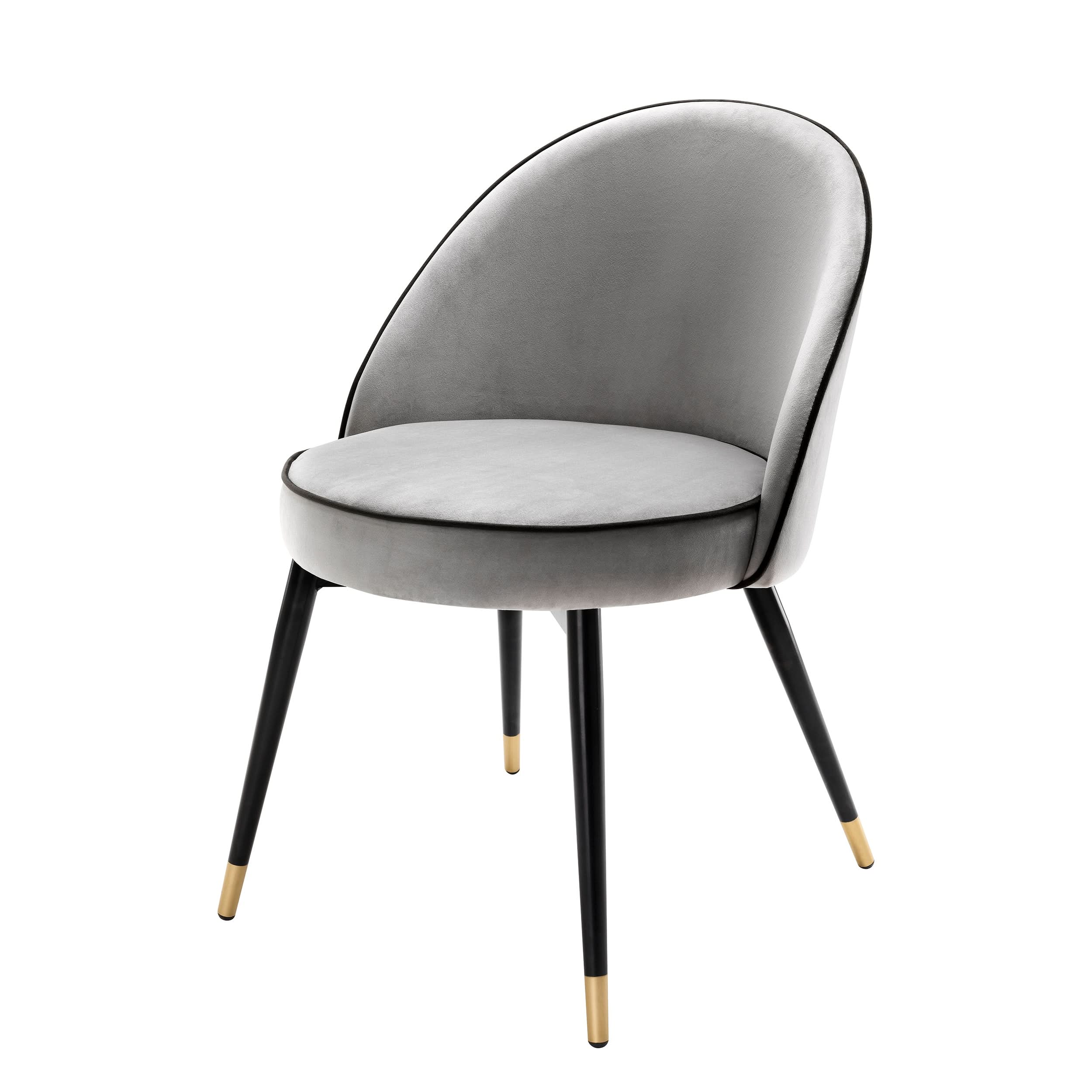 Eichholtz Esszimmerstuhl Cooper – Roche Light Grey Velvet (Set aus 2) 2er-Set Esszimmerstühle Eichholtz