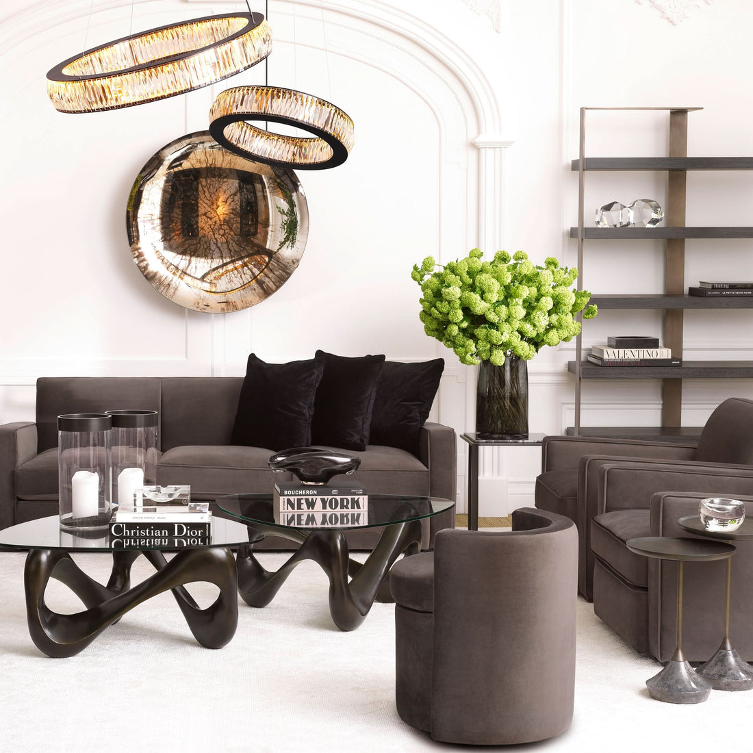 Eichholtz Hocker Arcadia – Roche Dark Grey Velvet Polsterhocker Eichholtz