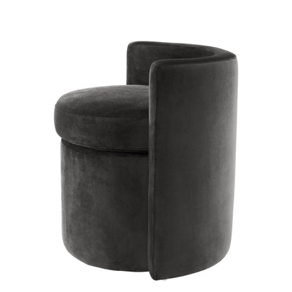 Eichholtz Hocker Arcadia – Roche Dark Grey Velvet Polsterhocker Eichholtz