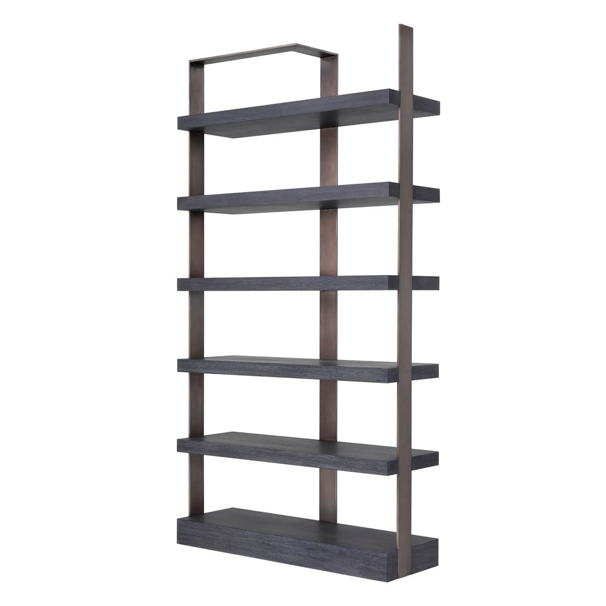 Eichholtz Kabinett Geo - Charcoal Grey Crown Oak Veneer | Medium Bronze Finish Offenes Regal Eichholtz