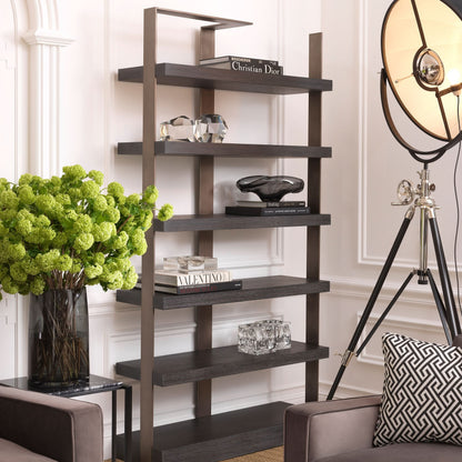 Eichholtz Kabinett Geo - Charcoal Grey Crown Oak Veneer | Medium Bronze Finish Offenes Regal Eichholtz