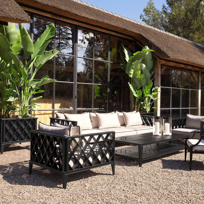 Eichholtz Outdoor Sofa Ocean Club L – Schwarz | Bezug aus Acryl mit schwarzer Paspel Outdoor Sofa 4-Sitzer Eichholtz