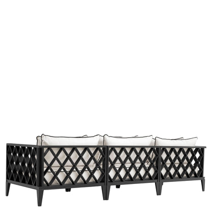 Eichholtz Outdoor Sofa Ocean Club L – Schwarz | Bezug aus Acryl mit schwarzer Paspel Outdoor Sofa 4-Sitzer Eichholtz