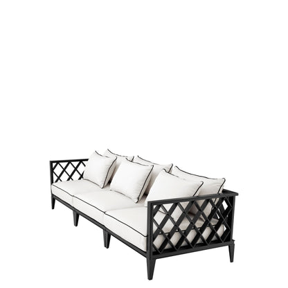 Eichholtz Outdoor Sofa Ocean Club L – Schwarz | Bezug aus Acryl mit schwarzer Paspel Outdoor Sofa 4-Sitzer Eichholtz