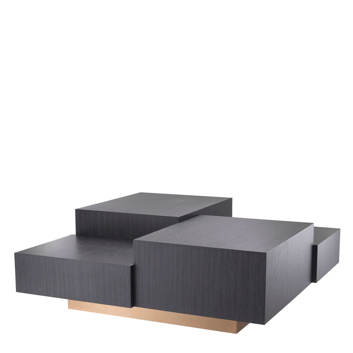 Eichholtz Couchtisch Nerone – Eichenfurnier Anthrazitgrau mit Messingakzenten Couchtisch eckig Eichholtz