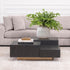 Eichholtz Couchtisch Nerone – Eichenfurnier Anthrazitgrau mit Messingakzenten Couchtisch eckig Eichholtz