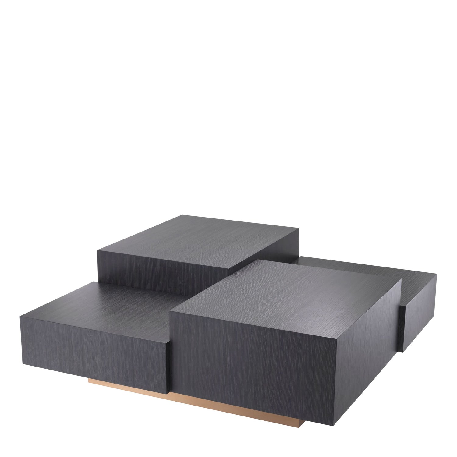 Eichholtz Couchtisch Nerone – Eichenfurnier Anthrazitgrau mit Messingakzenten Couchtisch eckig Eichholtz