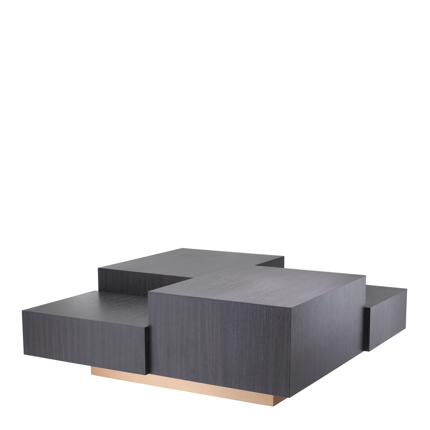 Eichholtz Couchtisch Nerone – Eichenfurnier Anthrazitgrau mit Messingakzenten Couchtisch eckig Eichholtz