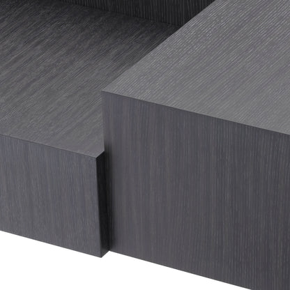Eichholtz Couchtisch Nerone – Eichenfurnier Anthrazitgrau mit Messingakzenten Couchtisch eckig Eichholtz