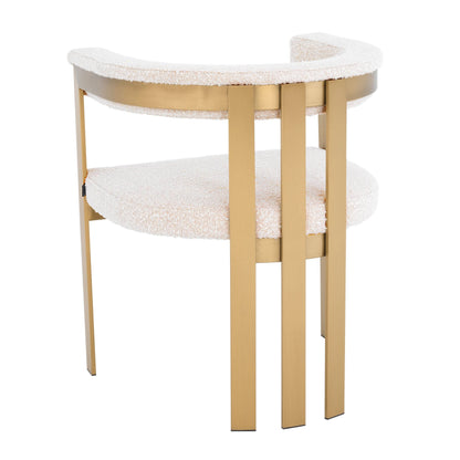 Eichholtz Stuhl Clubhouse – Gebürstetes Messing mit Bouclé Creme Esszimmerstuhl Eichholtz