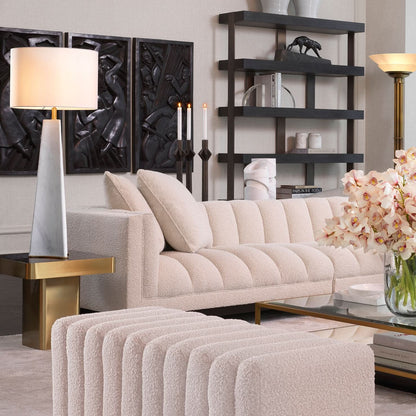 Eichholtz Beistelltisch Luxus – Gebürstetes Messing-Finish | Keramik in Marmoroptik Beistelltisch eckig Eichholtz