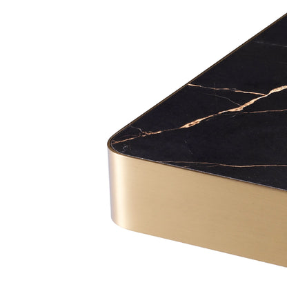 Eichholtz Beistelltisch Luxus – Gebürstetes Messing-Finish | Keramik in Marmoroptik Beistelltisch eckig Eichholtz