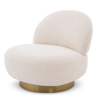 Eichholtz Drehsessel Clément – Bouclé Creme | Drehfuß in gebürstetem Messing Drehsessel Eichholtz