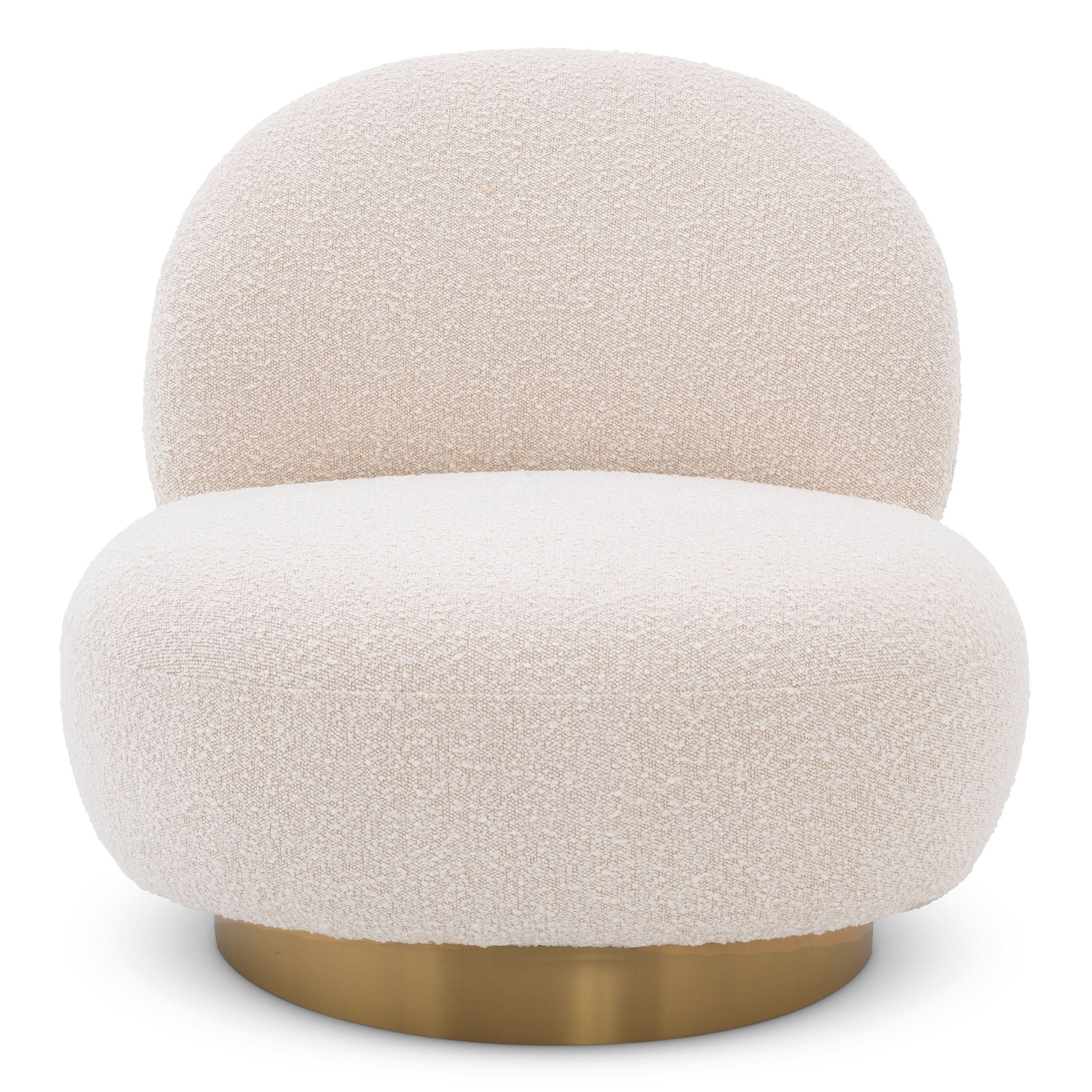 Eichholtz Drehsessel Clément – Bouclé Creme | Drehfuß in gebürstetem Messing Drehsessel Eichholtz
