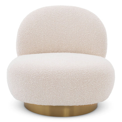 Eichholtz Drehsessel Clément – Bouclé Creme | Drehfuß in gebürstetem Messing Drehsessel Eichholtz