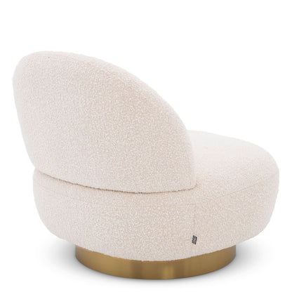 Eichholtz Drehsessel Clément – Bouclé Creme | Drehfuß in gebürstetem Messing Drehsessel Eichholtz