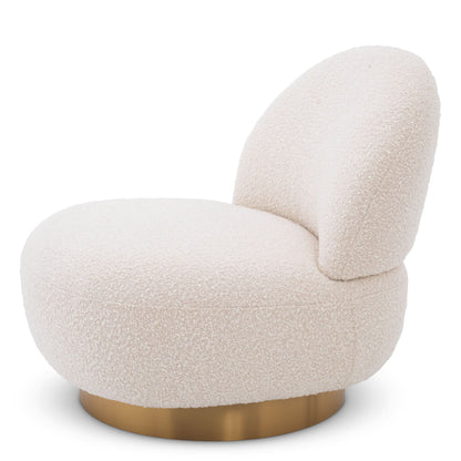 Eichholtz Drehsessel Clément – Bouclé Creme | Drehfuß in gebürstetem Messing Drehsessel Eichholtz