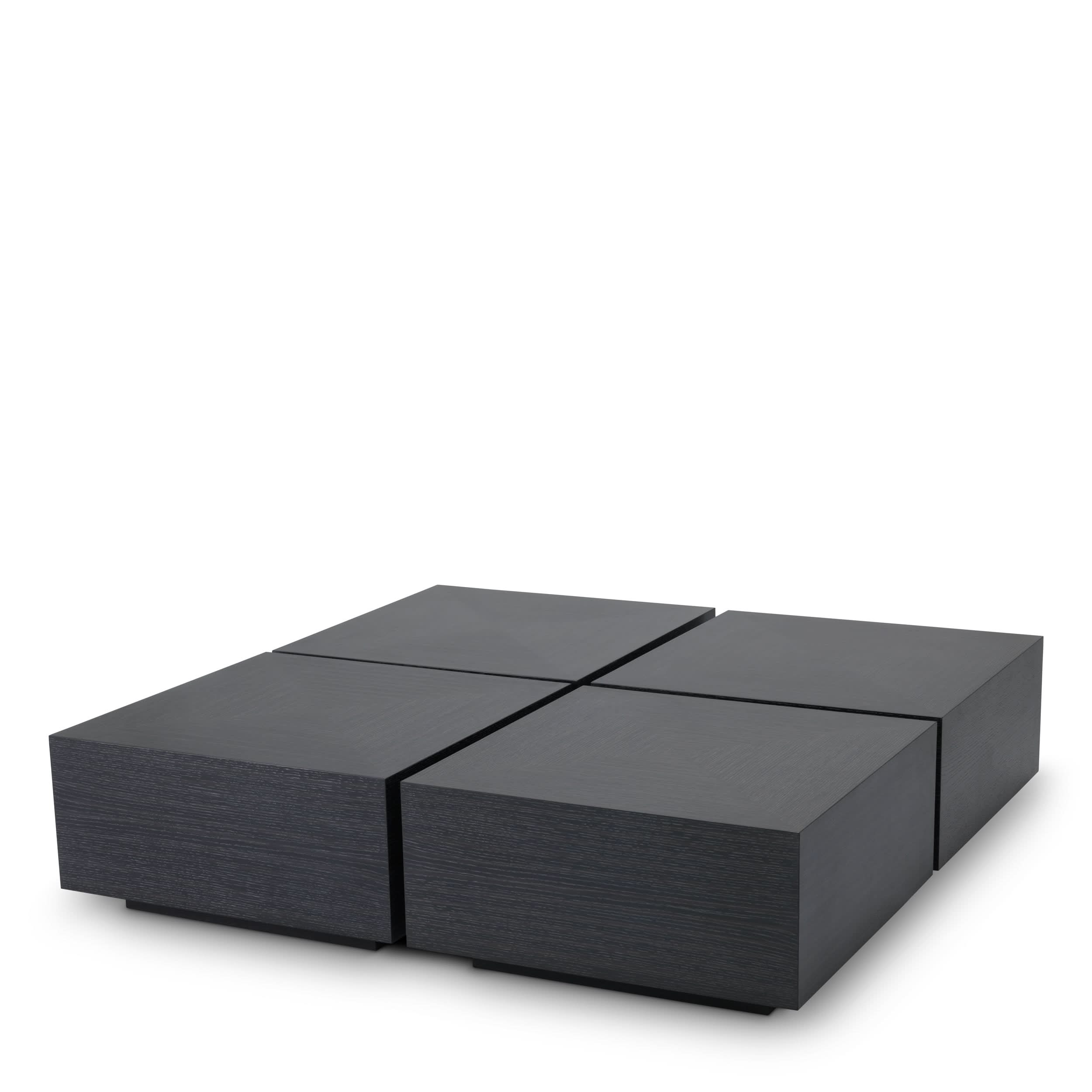 Eichholtz Couchtisch Puro (4er Set) – Eichenfurnier Anthrazitgrau | Quadratisch | Modular Couchtisch eckig Eichholtz