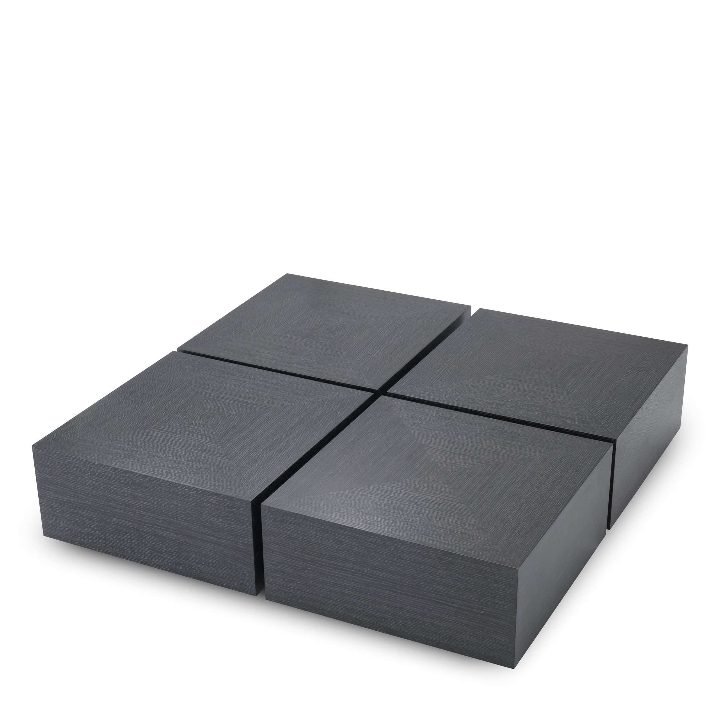 Eichholtz Couchtisch Puro (4er Set) – Eichenfurnier Anthrazitgrau | Quadratisch | Modular Couchtisch eckig Eichholtz