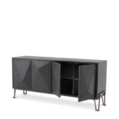 Eichholtz Kommode Highland – Eichenfurnier Anthrazitgrau | Bronze-Finish Sideboard Eichholtz