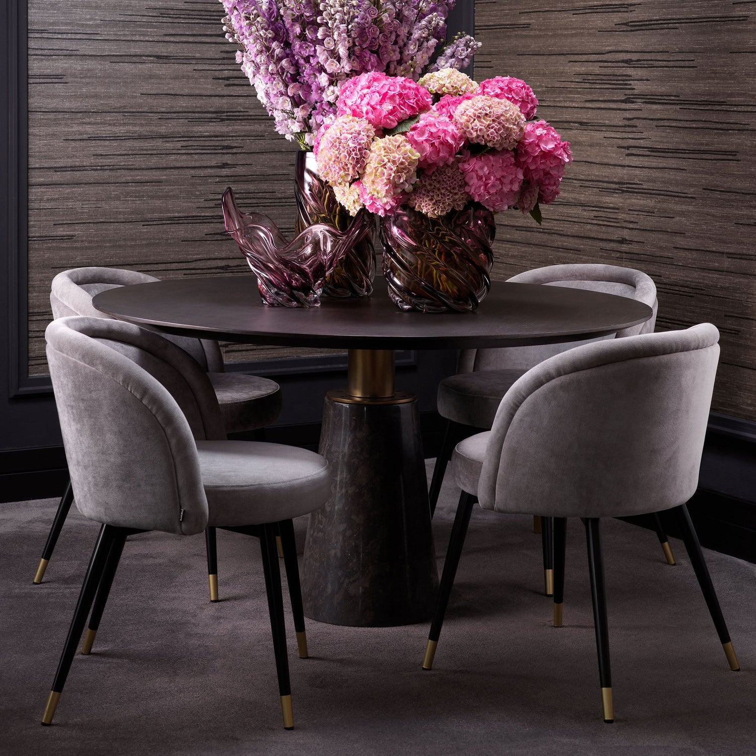 Eichholtz Esszimmerstuhl Chloé – 2er-Set – Clarck Grau 2er-Set Esszimmerstühle Eichholtz