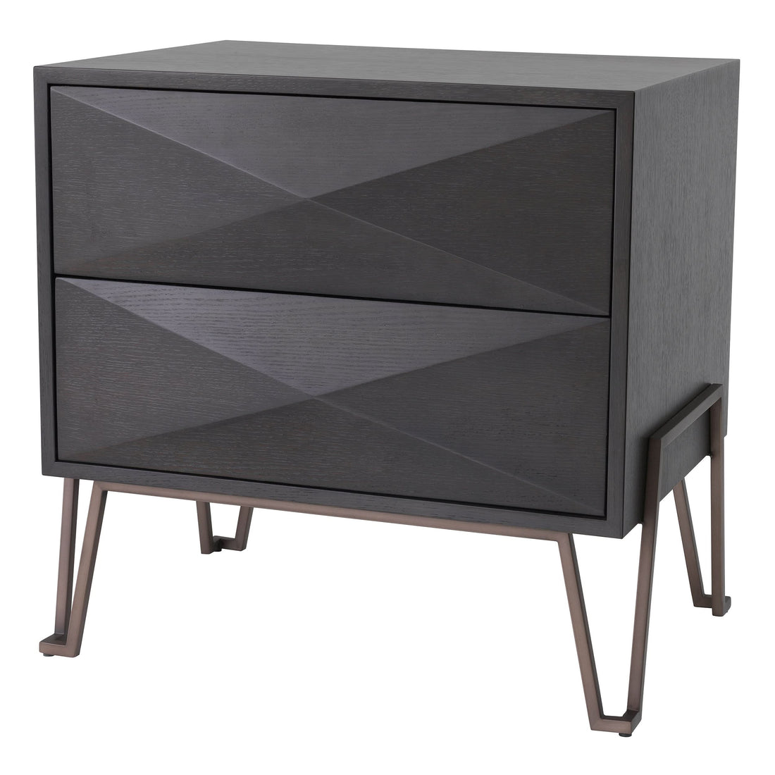 Eichholtz Nachttisch Highland – Eichenfurnier Anthrazit | Bronze-Finish Nachttisch Eichholtz