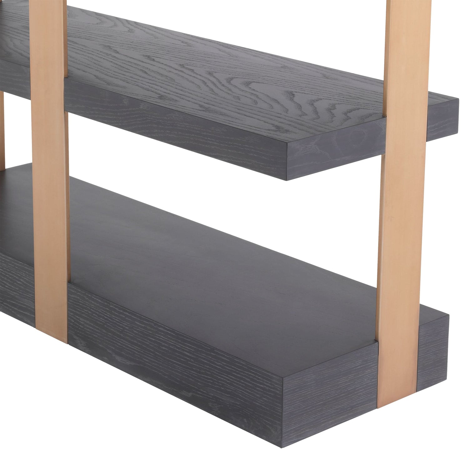 Eichholtz Cabinet Geo - Charcoal Grey Crown Oak Veneer | Brushed Brass Finish Offenes Regal Eichholtz