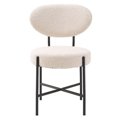 Eichholtz Esszimmerstuhl Vicq – Bouclé Creme | Schwarze Beine (2er-Set) 2er-Set Esszimmerstühle Eichholtz