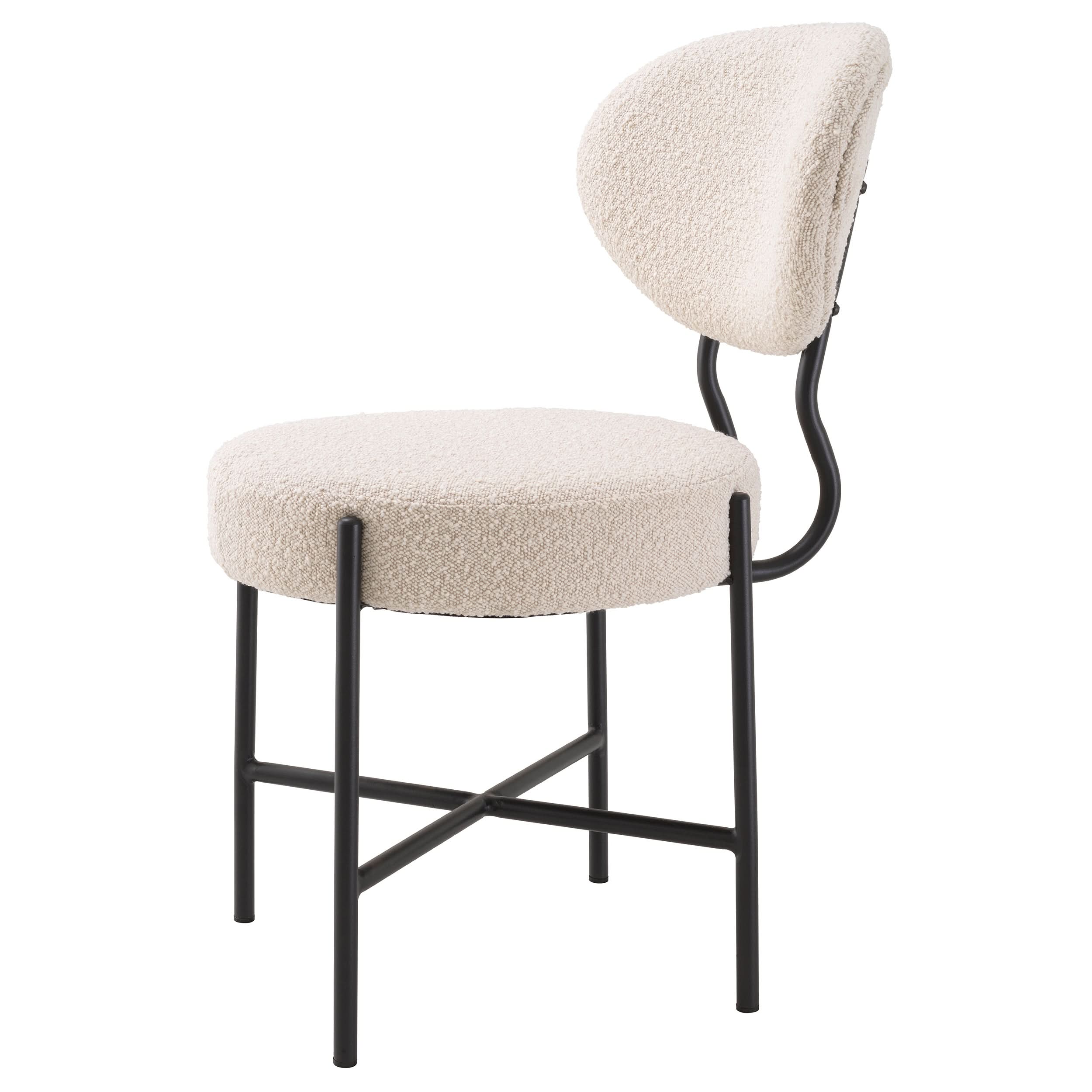 Eichholtz Esszimmerstuhl Vicq – Bouclé Creme | Schwarze Beine (2er-Set) 2er-Set Esszimmerstühle Eichholtz