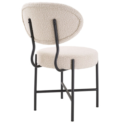 Eichholtz Esszimmerstuhl Vicq – Bouclé Creme | Schwarze Beine (2er-Set) 2er-Set Esszimmerstühle Eichholtz