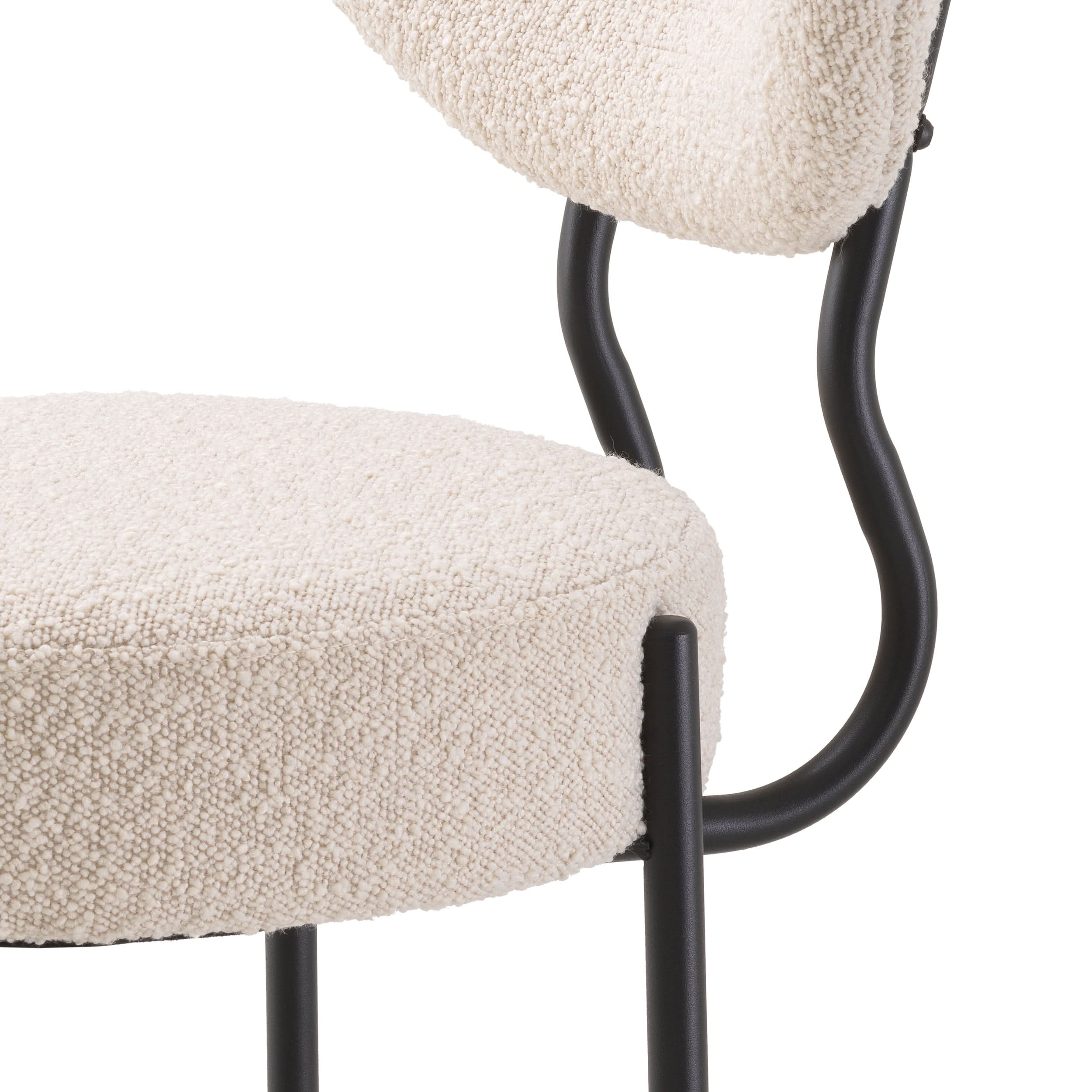 Eichholtz Esszimmerstuhl Vicq – Bouclé Creme | Schwarze Beine (2er-Set) 2er-Set Esszimmerstühle Eichholtz
