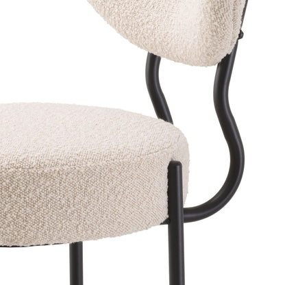 Eichholtz Esszimmerstuhl Vicq – Bouclé Creme | Schwarze Beine (2er-Set) 2er-Set Esszimmerstühle Eichholtz