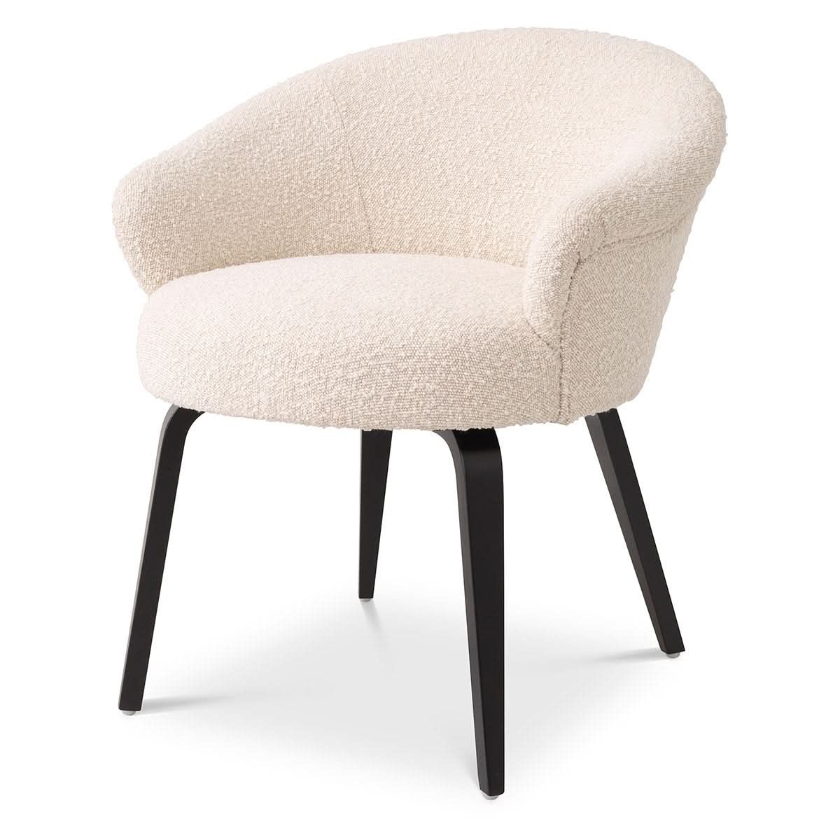 Eichholtz Esszimmerstuhl Moretti – Bouclé Creme | Schwarze Beine Esszimmerstuhl Eichholtz