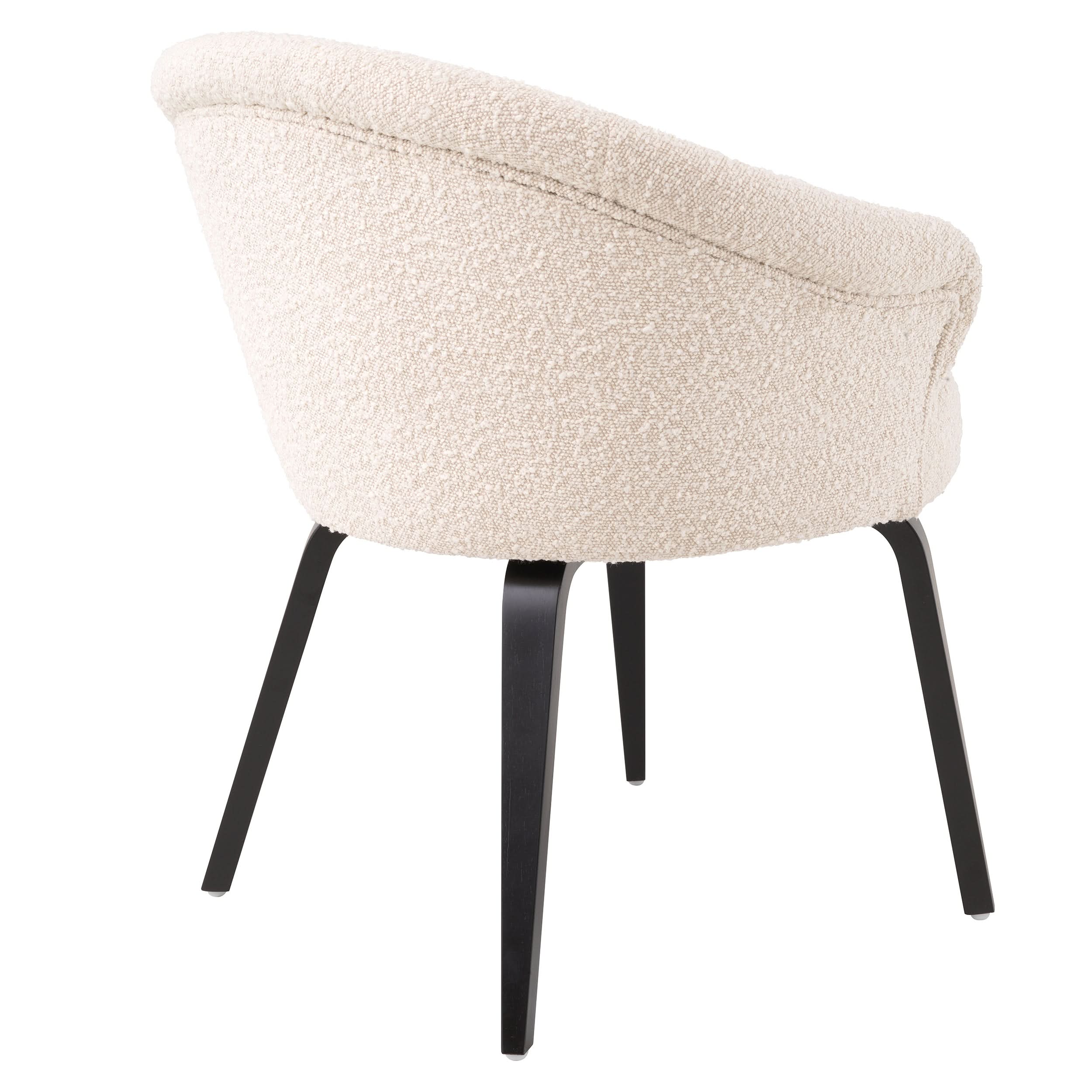 Eichholtz Esszimmerstuhl Moretti – Bouclé Creme | Schwarze Beine Esszimmerstuhl Eichholtz