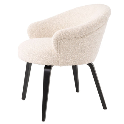 Eichholtz Esszimmerstuhl Moretti – Bouclé Creme | Schwarze Beine Esszimmerstuhl Eichholtz