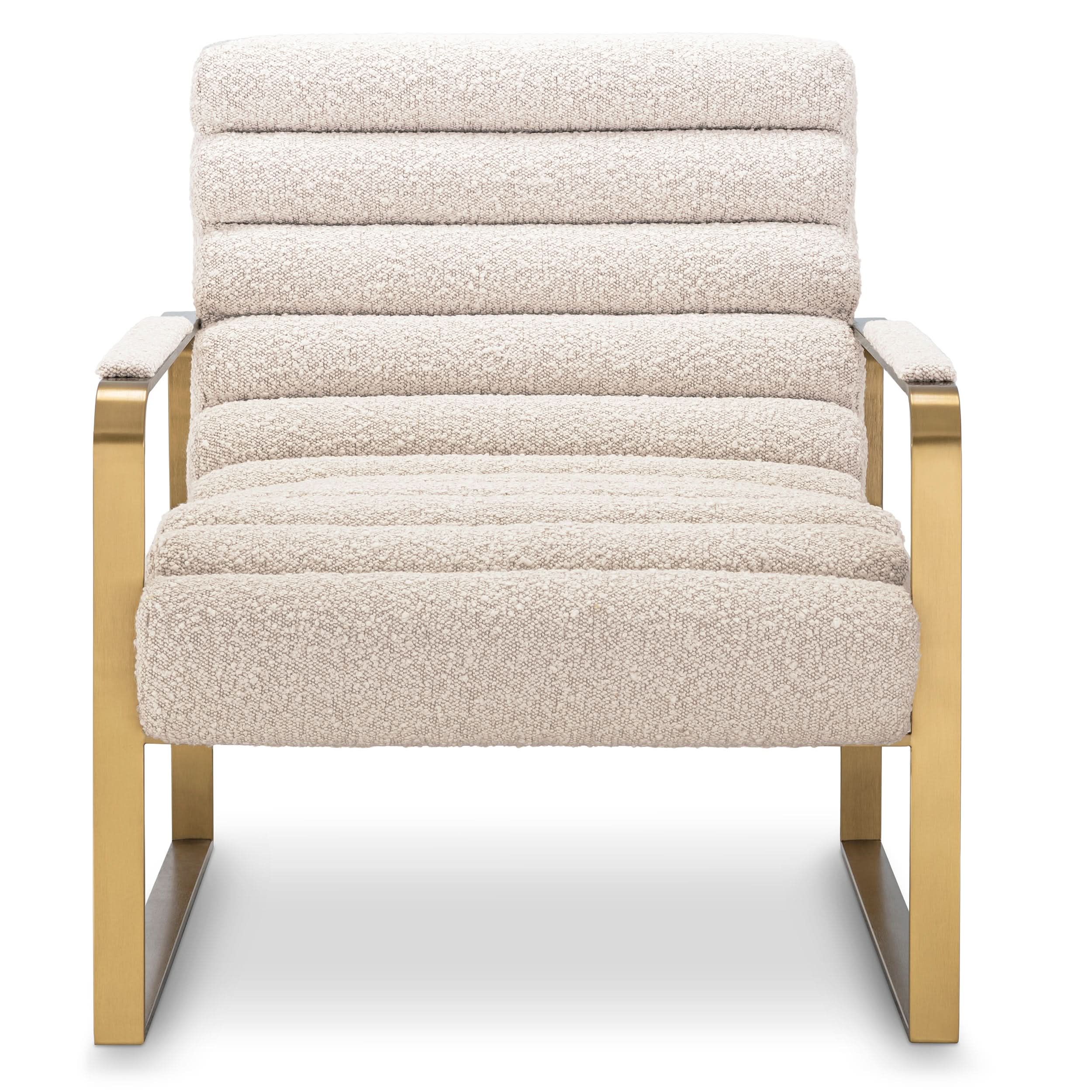 Eichholtz Sessel Olsen – Bouclé Creme | Gebürstetes Messing Sessel Eichholtz