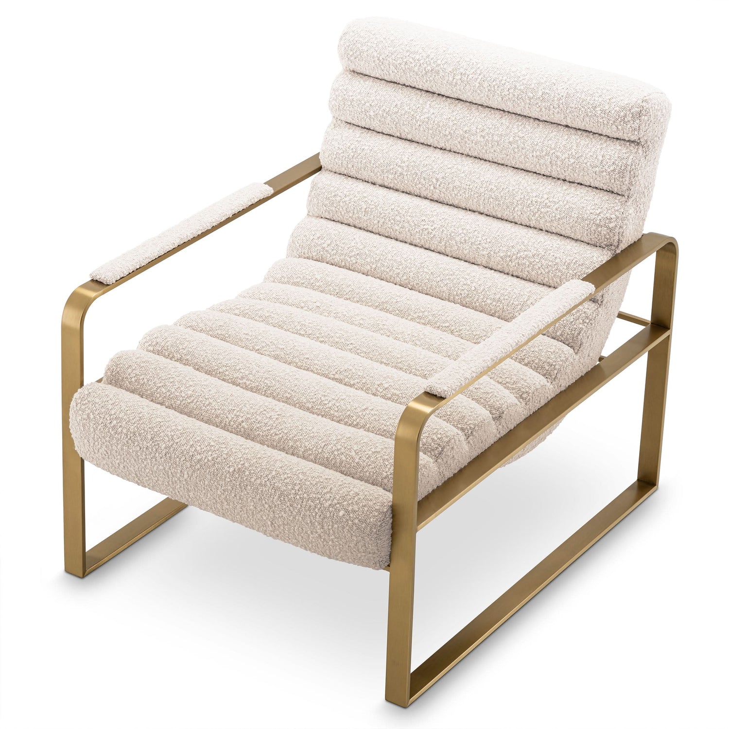 Eichholtz Sessel Olsen – Bouclé Creme | Gebürstetes Messing Sessel Eichholtz