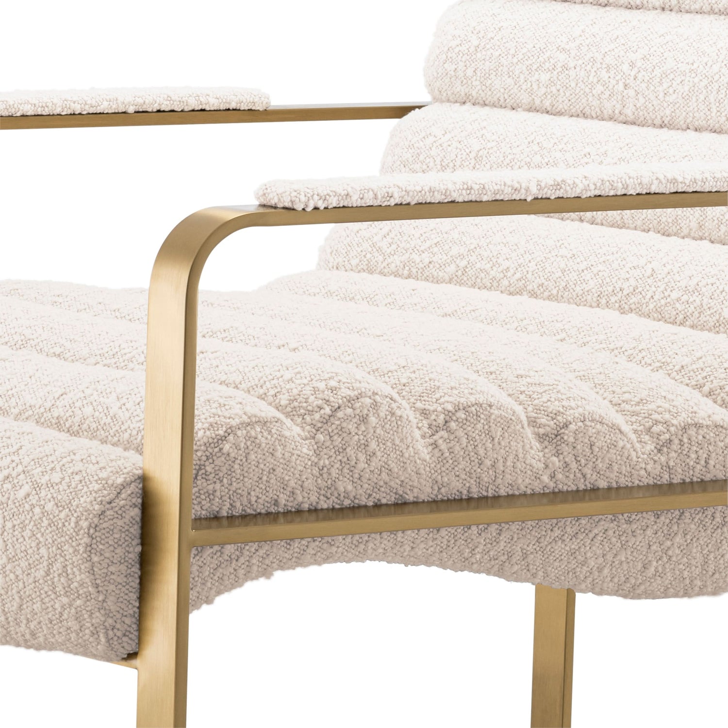 Eichholtz Sessel Olsen – Bouclé Creme | Gebürstetes Messing Sessel Eichholtz