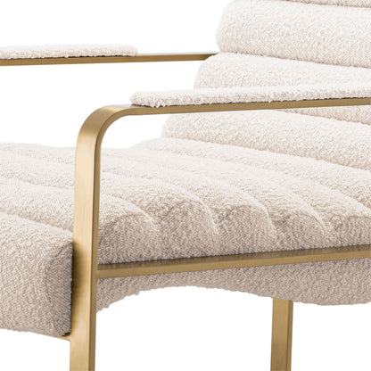 Eichholtz Sessel Olsen – Bouclé Creme | Gebürstetes Messing Sessel Eichholtz