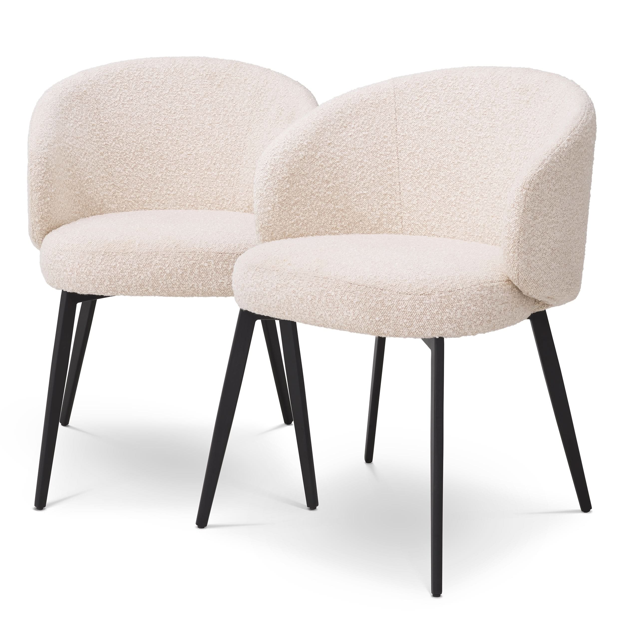 Eichholtz Lloyd dining chair with armrests – Bouclé Cream | Black legs ...