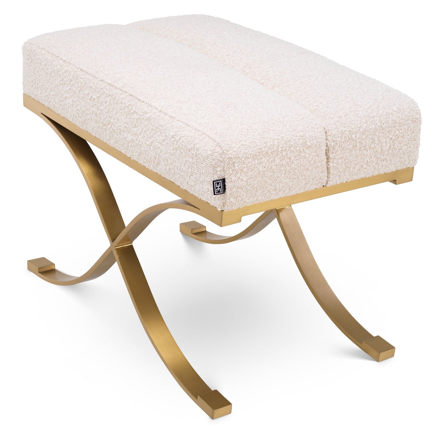 Eichholtz Hocker Adonia – Bouclé Cream | Messing gebürstet Polsterhocker Eichholtz