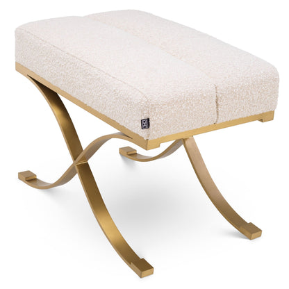 Eichholtz Hocker Adonia – Bouclé Cream | Messing gebürstet Polsterhocker Eichholtz