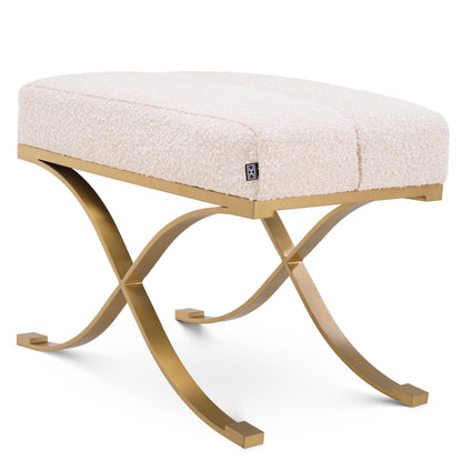 Eichholtz Hocker Adonia – Bouclé Cream | Messing gebürstet Polsterhocker Eichholtz