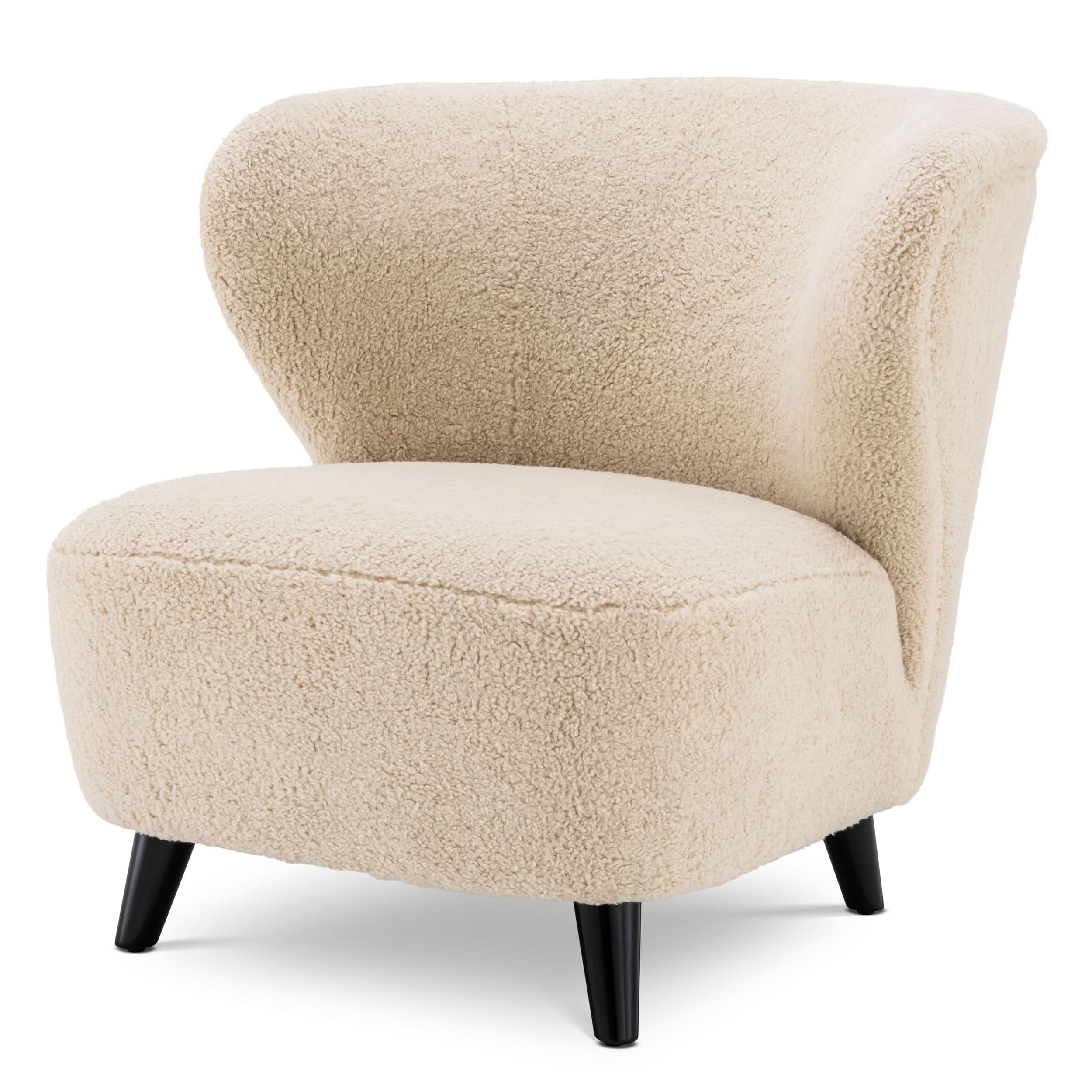 Eichholtz Sessel Hydra – Brisbane Cream | Schwarze Beine | Wingback Design Polstersessel Eichholtz