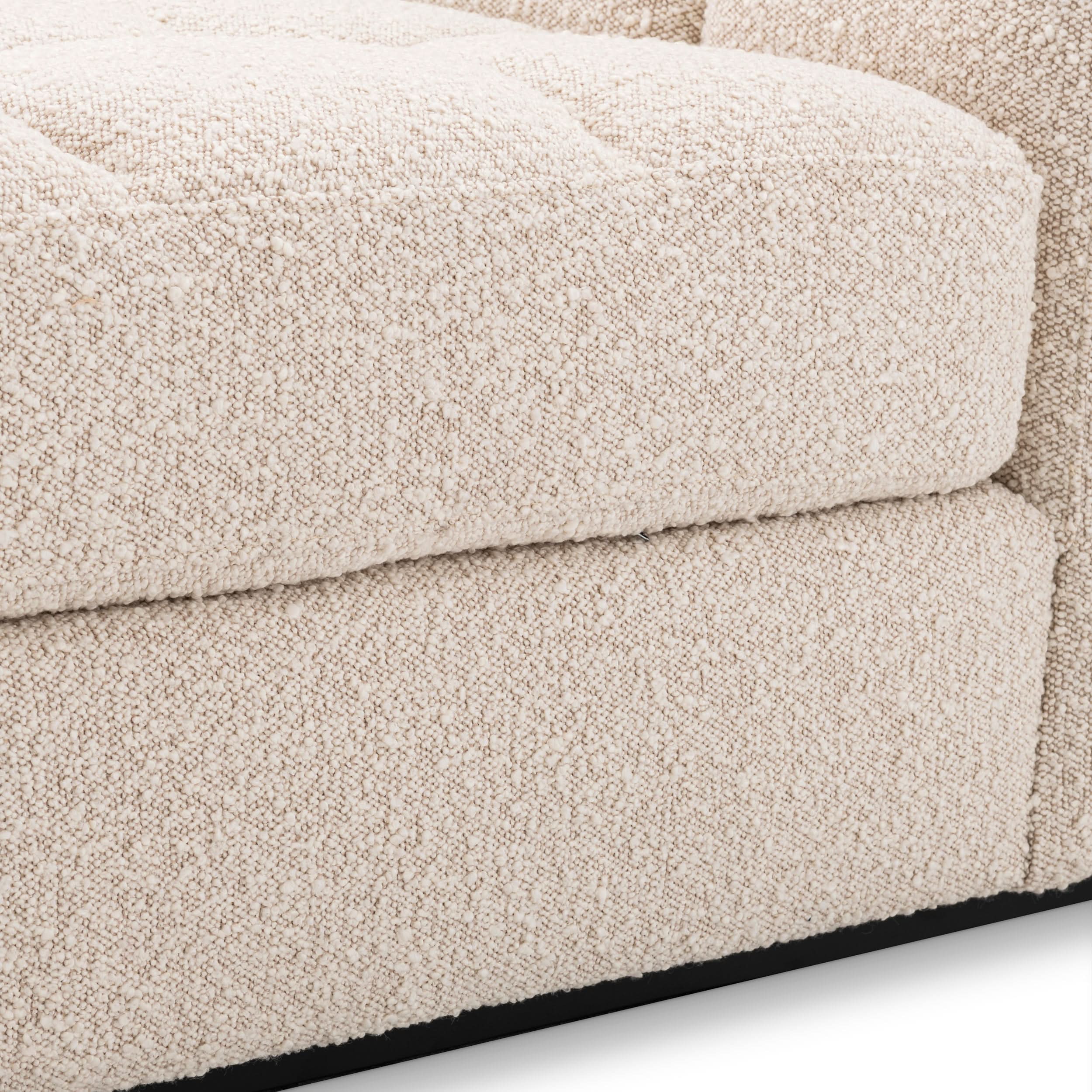 Eichholtz Modulsofa Dean Mittelelement – Bouclé Creme | Schwarzer Sockel Modulsofa Eichholtz